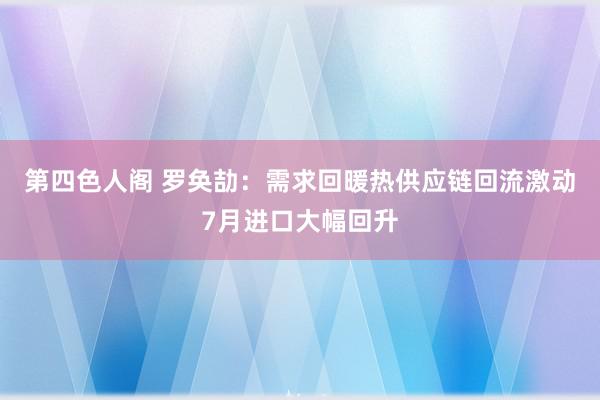第四色人阁 罗奂劼：需求回暖热供应链回流激动7月进口大幅回升