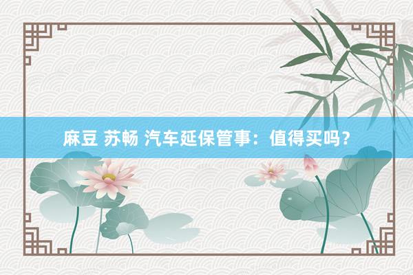 麻豆 苏畅 汽车延保管事：值得买吗？